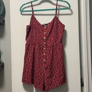 Red floral romper